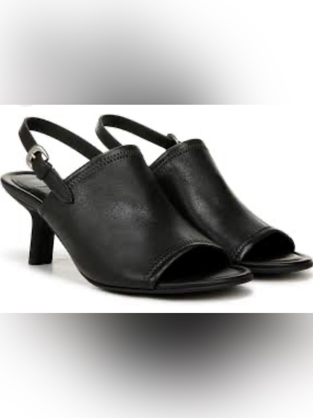 NWOT Vince Black Leather Slingback Peep-Toe Heels size 8.5